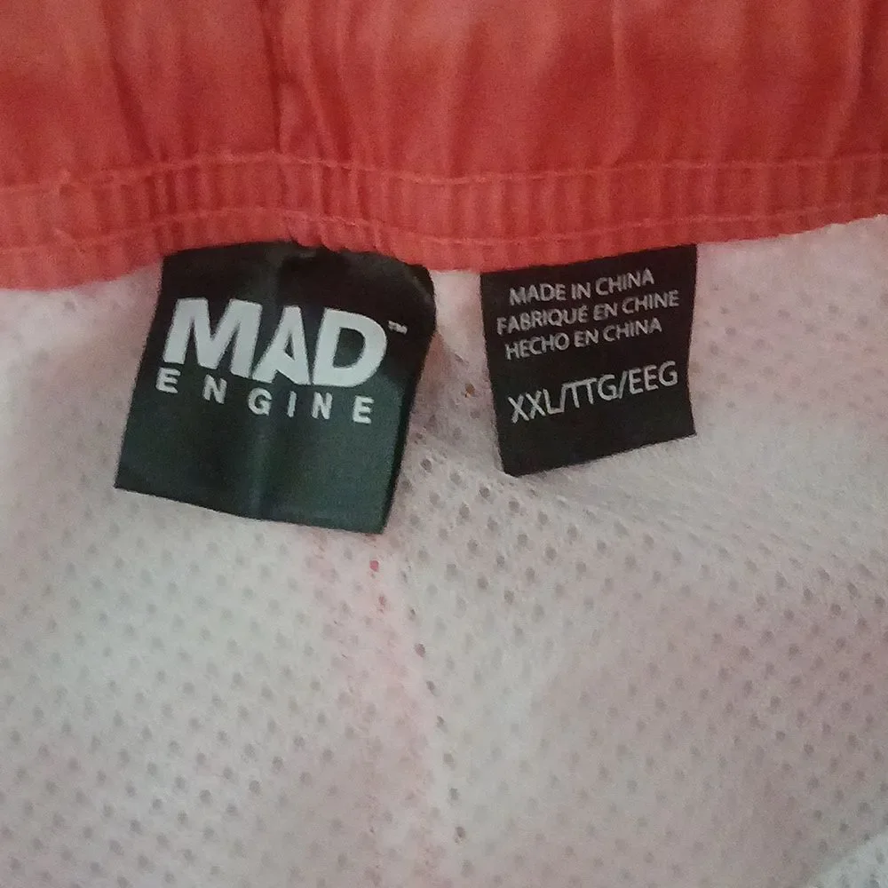 MAD  Engine peach orange checker board pattern swim trunks Sz XXL NWT